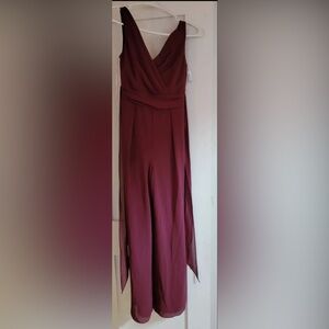 Junior bridesmaid Davids Bridal NEW w tag, jumpsuit Wine Youth 12